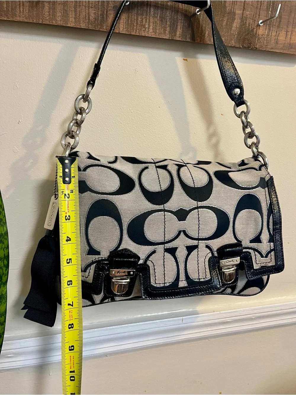 Vintage Y2K Coach Poppy Signature Pushlock Flap Bag (Style No. 18352)
